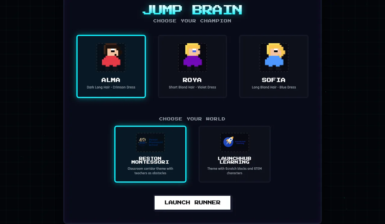 Jump Brain retro 2D platformer educational game preview